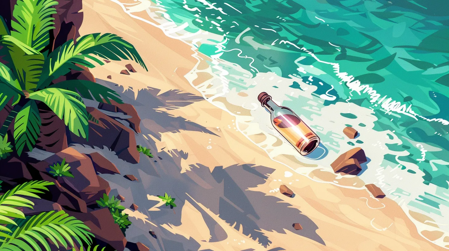 Message in a bottle on a tropical beach