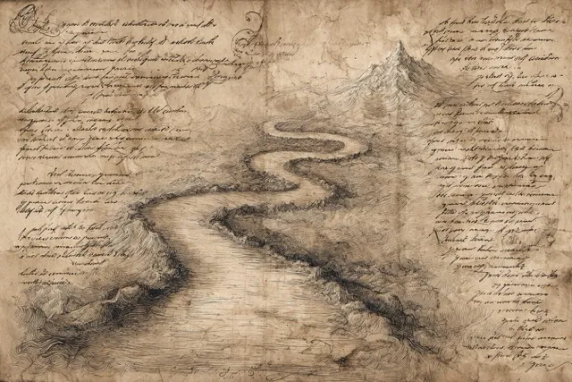 A winding path leading to a new horizon, symbolizing a long journey and new beginnings.